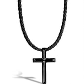 Leather necklace "Cross"